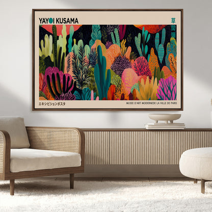 45711-MGV-CV-36X24-Yayoi Kusama Wall Art Canvas Print, Framed Abstract Yayoi Kusama Art Picture Print, Japanese Wabi Sabi Perfect Modern Abstract