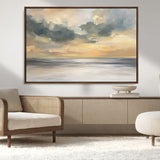 45544-MGV-CV-36X24-Ocean Sunset Wall Art – Serene Seascape Canvas Print with Golden Sky and Calm Water, Coastal Beach Artwork for Living Room,