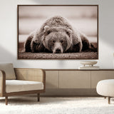 20611-MGV-CV-36X24-Grizzly Bear Wall Art – Majestic Wildlife Sepia Canvas Print, Rustic Nature Animal Artwork for Cabin, Lodge, Living Room, Bedroom,