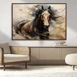 53001-MGV-CV-36X24-Wild Horse Wall Art – Majestic Stallion Canvas Print with Flowing Mane, Rustic Western Style Painting for Living Room, Office or