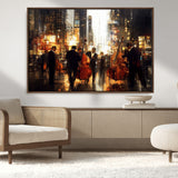 58782-MGV-CV-36X24-Jazz Musicians Cityscape Wall Art – Vibrant Urban Night Canvas Print, Elegant Music Themed Decor for Living Room, Office, or Music
