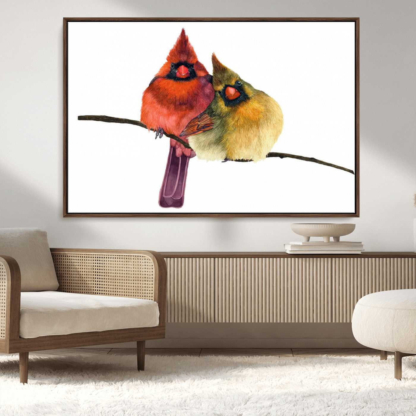 67752-MGV-CV-36X24-Cardinal Couple Wall Art – Male and Female Cardinal Canvas Print, Romantic Bird Artwork for Nature Lovers, Living Room, Bedroom,