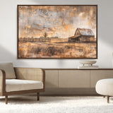 FARM2-MGV-CV-36X24-Rustic Farmhouse Wall Art Canvas Print, Framed Old Barn Art Picture Print, Southwestern Farmhouse Perfect Rustic Decor Artwork