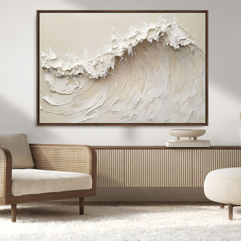 45175-MGV-CV-36X24-Textured Wave Wall Art Canvas Print, Framed Minimal Seascape Art Picture Print, Elegant Wave Perfect Modern Coastal Decor Artwork