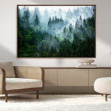 17393683-MGV-CV-36X24-Misty Forest Art Wall Art Canvas Print, Framed Foggy Mountain Art Art Picture Print, Scenic Wall Print Perfect Decor Artwork