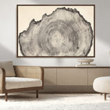 98921313-MGV-CV-36X24-Tree Ring Wall Art Canvas Print, Framed Wood Slice Art Picture Print, Minimalist Wood Perfect Rustic Academic Decor Artwork