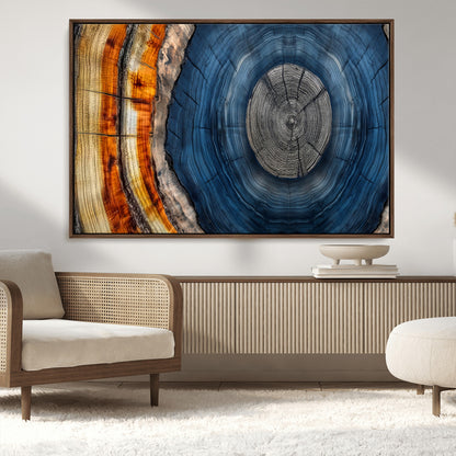 84489410-MGV-FC-36X24_Walnut-Framed Abstract Tree Ring Wall Art Print, Natural Rustic Wood Texture Canvas Print, Wood Tree Stump Farmhouse, Log Cabin Wooden