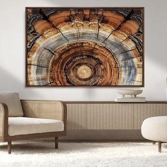 15184146-MGV-FC-36X24_Walnut-Tree Rings Wall Art Canvas Print, Framed Wood Texture Art Picture Print, Rustic Pattern Perfect Rustic Organic Decor Artwork