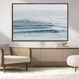 73969318-MGV-CV-36X24-Ocean Waves Wall Art Canvas Print, Framed Surfer Lineup Art Picture Print, Crowded Ocean Perfect Minimal Coastal Decor Artwork
