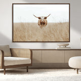 20927060-MGV-CV-36X24-Texas Longhorn Wall Art Canvas Print, Framed Lone Cattle Art Picture Print, Longhorn Bull Perfect Rustic Western Decor Artwork