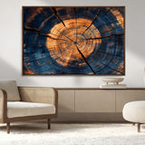 18975622-MGV-CV-36X24-Burnt Wood Wall Art Canvas Print, Framed Aged Timber Art Picture Print, Rustic Tree Slice Perfect Rustic Decor Artwork for Home,