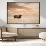 87282289-MGV-CV-36X24-Bison Wall Art Canvas Print, Framed Buffalo Art Picture Print, Western Prairie Perfect Rustic Decor Artwork