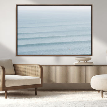 47814787-MGV-CV-36X24-Ocean Waves Wall Art Canvas Print, Framed Solo Surfer Art Picture Print, Wave Lines Perfect Minimalist Ocean Decor Artwork