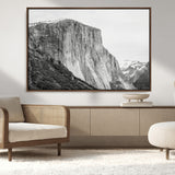 39393420-MGV-CV-36X24-El Capitan Wall Art Canvas Print, Framed Yosemite Cliff Art Picture Print, Monochrome Mountain Perfect Monochrome Sierra Decor