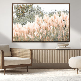 21826392-MGV-CV-36X24-Pampas Grass Wall Art Canvas Print, Framed Soft Pampas Art Picture Print, Pastel Grasses Perfect Soft Neutral Boho Decor Artwork