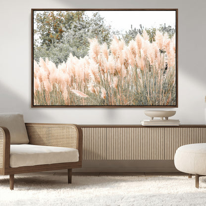 21826392-MGV-CV-36X24-Pampas Grass Wall Art Canvas Print, Framed Soft Pampas Art Picture Print, Pastel Grasses Perfect Soft Neutral Boho Decor Artwork