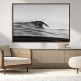 24029476-MGV-CV-36X24-Black Wave Wall Art Canvas Print, Framed Abstract Surf Art Picture Print, Minimalist Ocean Perfect Minimalist Coastal Decor
