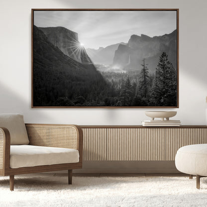 39278955-MGV-CV-36X24-Yosemite Valley Wall Art Canvas Print, Framed El Capitan Art Picture Print, Misty Mountain Perfect Modern Rustic Decor Artwork