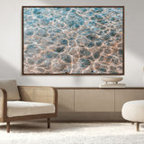 26580287-MGV-CV-36X24-Clear Water Wall Art Canvas Print, Framed Sunlit Ripples Art Picture Print, Ocean Texture Perfect Modern Coastal Decor Artwork