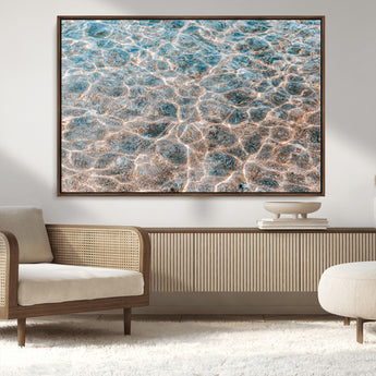 26580287-MGV-CV-36X24-Clear Water Wall Art Canvas Print, Framed Sunlit Ripples Art Picture Print, Ocean Texture Perfect Modern Coastal Decor Artwork