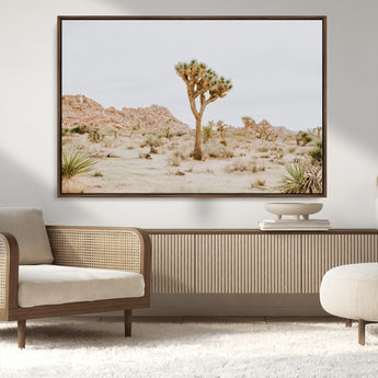 67109959-MGV-CV-36X24-Joshua Tree Wall Art Canvas Print, Framed Neutral Desert Art Picture Print, Earthy Landscape Perfect Neutral Boho Decor Artwork