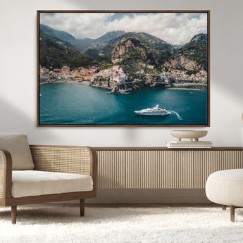 20321590-MGV-CV-36X24-Amalfi Coast Wall Art Canvas Print, Framed Italy Travel Art Picture Print, Mediterranean Landscape Perfect Mediterranean Coastal