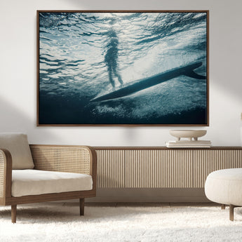 71192524-MGV-CV-36X24-Submerged Surf Wall Art Canvas Print, Framed Underwater Perspective Art Picture Print, Ocean Surf Perfect Coastal Adventure Decor