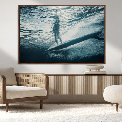 71192524-MGV-CV-36X24-Submerged Surf Wall Art Canvas Print, Framed Underwater Perspective Art Picture Print, Ocean Surf Perfect Coastal Adventure Decor