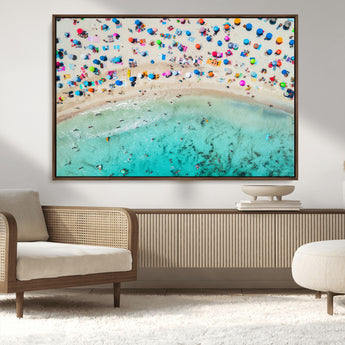 76172085-MGV-CV-36X24-Tropical Shoreline Wall Art Canvas Print, Framed Beach Relaxing Art Picture Print, Aerial Summer Perfect Coastal Vibrant Decor
