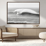42544082-MGV-FC-36X24_Walnut-Monochrome Seascape Wall Art Canvas Print, Framed Surf Wave Art Picture Print, Minimalist Ocean Perfect Moody Coastal Decor
