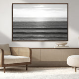 47305203-MGV-CV-36X24-Monochrome Ocean Wall Art Canvas Print, Framed Moody Ocean Art Picture Print, Calm Ocean Perfect Minimalist Coastal Decor Artwork