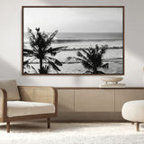 17508038-MGV-CV-36X24-Tropical Coastline Wall Art Canvas Print, Framed Palm Trees Art Picture Print, Ocean Waves Perfect Minimalist Coastal Decor