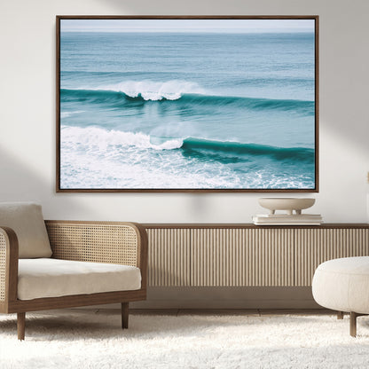 73692470-MGV-CV-36X24-Ocean Swell Wall Art Canvas Print, Framed Surf Waves Art Picture Print, Blue Water Perfect Coastal Dynamic Decor Artwork