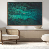 93287752-MGV-CV-36X24-Ocean Surf Wall Art Canvas Print, Framed Blue Waters Art Picture Print, Vibrant Seascape Perfect Coastal Adventure Decor Artwork