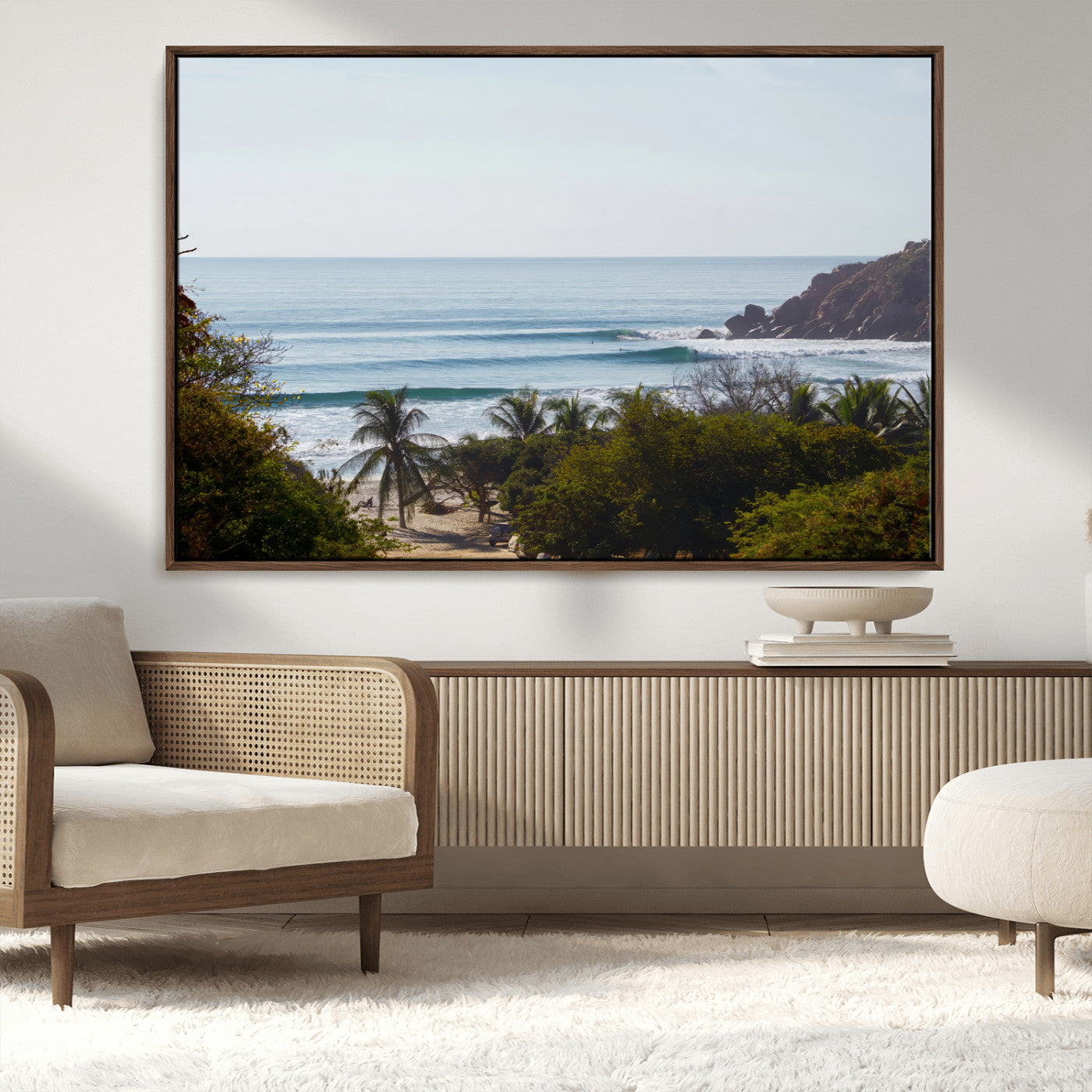 88336640-MGV-CV-36X24-Tropical Beach Scene Wall Art Canvas Print, Framed Coastal Photography Art Picture Print, Ocean Horizon Art Perfect Coastal Boho