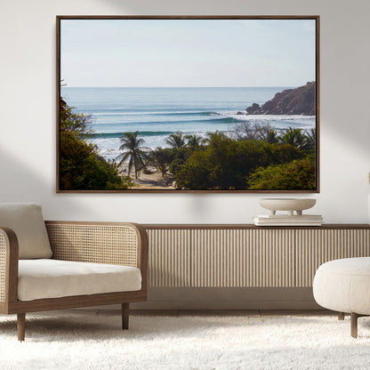 88336640-MGV-CV-36X24-Tropical Beach Scene Wall Art Canvas Print, Framed Coastal Photography Art Picture Print, Ocean Horizon Art Perfect Coastal Boho