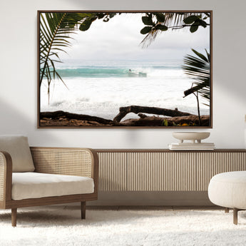 50382104-MGV-CV-36X24-Tropical Surf Wall Art Canvas Print, Framed Palm Tree View Art Picture Print, Beach House Art Perfect Boho Coastal Decor Artwork