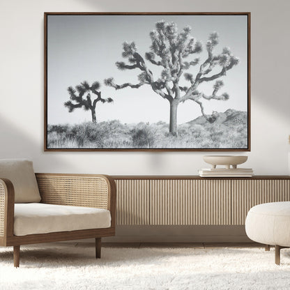 29996209-MGV-FC-36X24_Walnut-Joshua Tree Art Wall Art Canvas Print, Framed Black White Landscape Art Picture Print, Desert Tree Decor Perfect Southwestern Boho