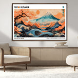 88785870-MGV-CV-36X24-Japanese Great Wave & Mt Fuji Wall Art – Ukiyo e Style Landscape Print with Flowing River, Autumn Mountain Poster, Oriental Asian
