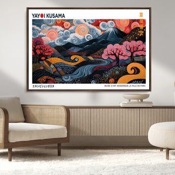 43879290-MGV-FC-36X24_Walnut-Japanese Abstract Wall Art – Mount Fuji Cherry Blossom Canvas Print, Modern Asian Inspired Landscape Decor for Living Room,