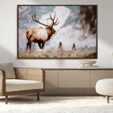 70489411-MGV-CV-36X24-Elk Photography Wall Art Canvas Print, Framed Mountain Wildlife Art Picture Print, Rustic Nature Decor Perfect Rustic Lodge Decor