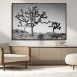 93692513-MGV-FC-36X24_Walnut-Joshua Tree Wall Art Canvas Print, Framed Monochrome Desert Art Picture Print, Minimalist Nature Scene Perfect Southwestern
