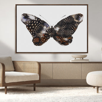 99831147-MGV-CV-36X24-Spotted Butterfly Wall Art Canvas Print, Framed Neutral Insect Theme Art Picture Print, Earthy Wing Pattern Perfect Modern Rustic