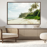 42984524-MGV-FC-36X24_Walnut-Relaxing Beach Wall Art Canvas Print, Framed Ocean View Art Picture Print, Coastal Serenity Perfect Tropical Coastal Decor Artwork
