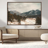 77311749-MGV-CV-36X24-Mountain Landscape Wall Art Canvas Print, Framed Snowy Peaks Art Picture Print, Alpine Aesthetic Perfect Rustic Winter Decor
