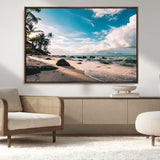 95301406-MGV-CV-36X24-Tropical Beach Wall Art Canvas Print, Framed Ocean Waves Art Picture Print, Relazxing Seascape Perfect Tropical Coastal Decor