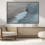 23077324-MGV-FC-36X24_Walnut-Ocean Waves Wall Art Canvas Print, Framed Coastal Serenity Art Picture Print, Surf Aesthetic Perfect Modern Coastal Decor Artwork