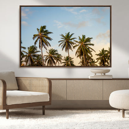 99033771-MGV-FC-36X24_Walnut-Palm Trees Wall Art Canvas Print, Framed Tropical Vibes Art Picture Print, Coastal Sunset Perfect Coastal Boho Decor Artwork