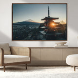 87729656-MGV-CV-36X24-Mount Fuji Wall Art Canvas Print, Framed Japan Travel Art Picture Print, Chureito Pagoda Perfect Zen Minimalism Decor Artwork