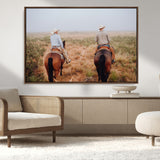 54943176-MGV-CV-36X24-Cowboy Wall Art Wall Art Canvas Print, Framed Western Canvas Art Picture Print, Rustic Ranch Scene Perfect Rustic Western Decor